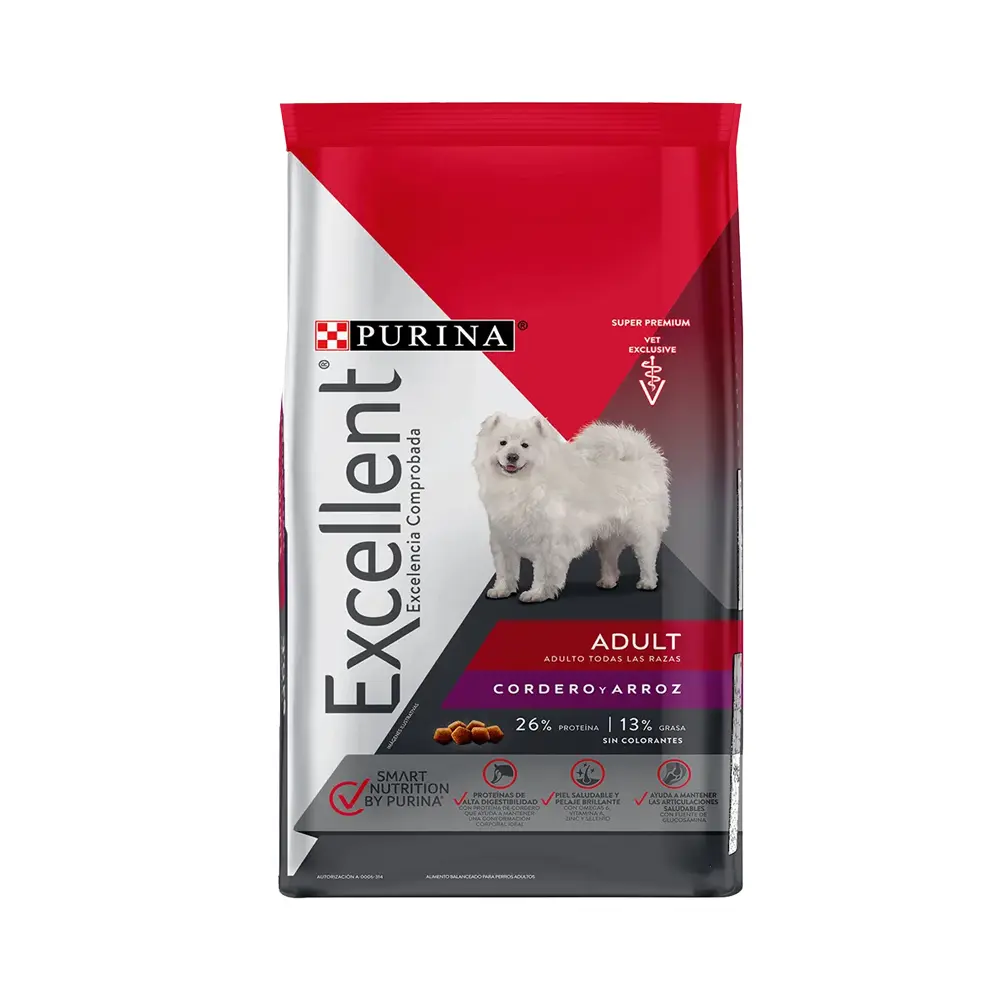 [PE-AD-CDRO-1.5KG] Purina Excellent Alimento Seco para Perro Adulto Todas las Razas Receta Cordero 1.5 kg