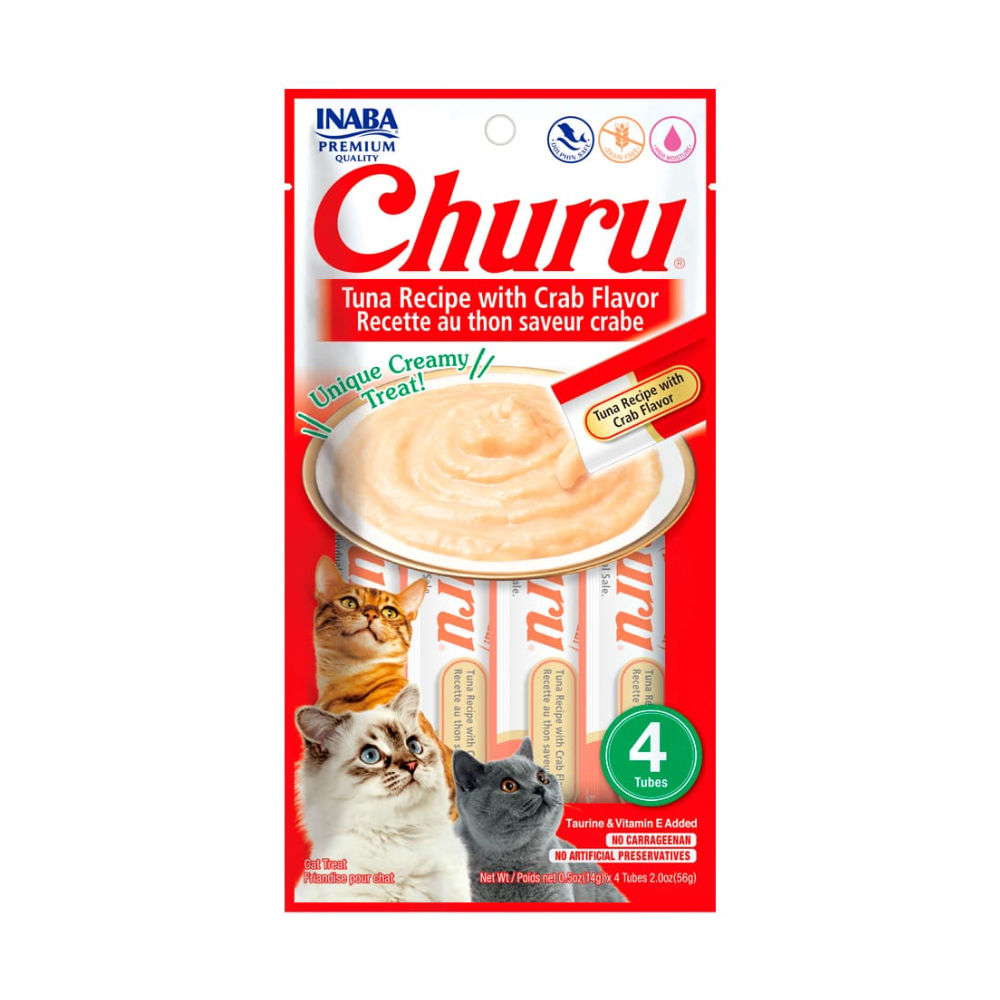 [IB-CHURU-ATCO-BLSA-56G] Inaba Churu Premios para Gato Receta Atun y Cangrejo Bolsa 56 g